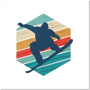 Retro Look Snowboarder, Snowboarding Motive Posters and Art